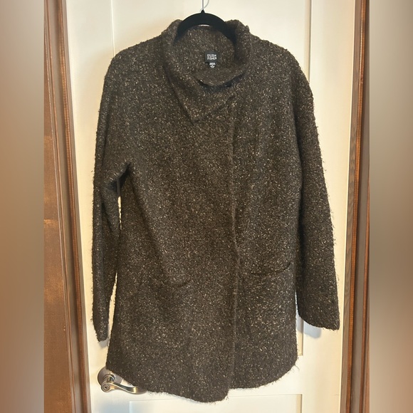 Eileen Fisher Alpaca /Wool Brown Long Line Cardigan Sweater...